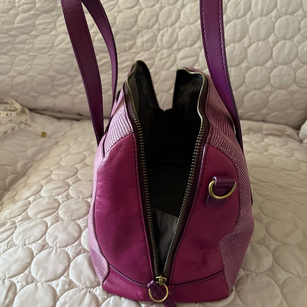 Fossil Fuchsia Textured Dome Satchel with Removable Strap - Picture 2 of 6